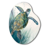 Watercolor Turtle Swimming I - Asymmetric Metal Wall Art