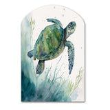 Watercolor Turtle Swimming II - Asymmetric Metal Wall Art