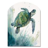 Watercolor Turtle Swimming II - Asymmetric Metal Wall Art