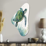 Watercolor Turtle Swimming II - Asymmetric Metal Wall Art