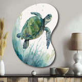 Watercolor Turtle Swimming II - Asymmetric Metal Wall Art