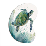 Watercolor Turtle Swimming II - Asymmetric Metal Wall Art