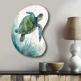 Watercolor Turtle Swimming II - Asymmetric Metal Wall Art