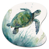 Watercolor Turtle Swimming II - Asymmetric Metal Wall Art