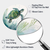 Watercolor Turtle Swimming II - Asymmetric Metal Wall Art