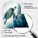 Watercolor Turtle Swimming III - Asymmetric Metal Wall Art