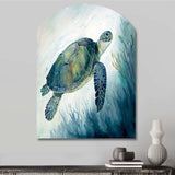 Watercolor Turtle Swimming III - Asymmetric Metal Wall Art