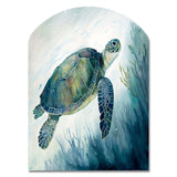 Watercolor Turtle Swimming III - Asymmetric Metal Wall Art