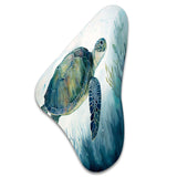 Watercolor Turtle Swimming III - Asymmetric Metal Wall Art