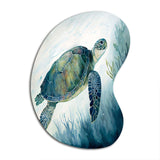 Watercolor Turtle Swimming III - Asymmetric Metal Wall Art