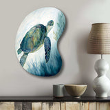 Watercolor Turtle Swimming III - Asymmetric Metal Wall Art