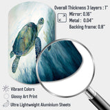 Watercolor Turtle Swimming III - Asymmetric Metal Wall Art