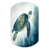 Watercolor Turtle Swimming III - Asymmetric Metal Wall Art