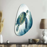 Watercolor Turtle Swimming III - Asymmetric Metal Wall Art