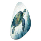 Watercolor Turtle Swimming III - Asymmetric Metal Wall Art