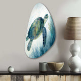 Watercolor Turtle Swimming III - Asymmetric Metal Wall Art