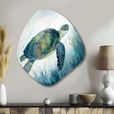 Watercolor Turtle Swimming III - Asymmetric Metal Wall Art