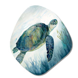 Watercolor Turtle Swimming III - Asymmetric Metal Wall Art