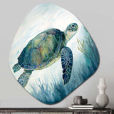 Watercolor Turtle Swimming III - Asymmetric Metal Wall Art