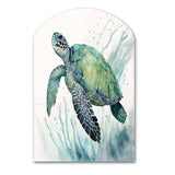 Watercolor Turtle Swimming IV - Asymmetric Metal Wall Art