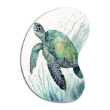 Watercolor Turtle Swimming IV - Asymmetric Metal Wall Art