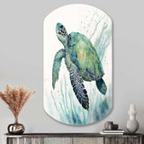 Watercolor Turtle Swimming IV - Asymmetric Metal Wall Art