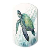 Watercolor Turtle Swimming IV - Asymmetric Metal Wall Art