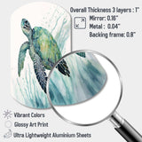 Watercolor Turtle Swimming IV - Asymmetric Metal Wall Art