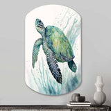 Watercolor Turtle Swimming IV - Asymmetric Metal Wall Art