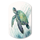 Watercolor Turtle Swimming IV - Asymmetric Metal Wall Art