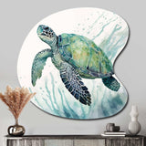 Watercolor Turtle Swimming IV - Asymmetric Metal Wall Art