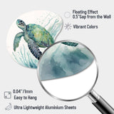 Watercolor Turtle Swimming IV - Asymmetric Metal Wall Art