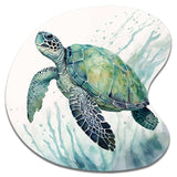 Watercolor Turtle Swimming IV - Asymmetric Metal Wall Art