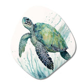 Watercolor Turtle Swimming IV - Asymmetric Metal Wall Art