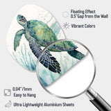 Watercolor Turtle Swimming IV - Asymmetric Metal Wall Art