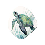 Watercolor Turtle Swimming IV - Asymmetric Metal Wall Art