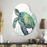 Watercolor Turtle Swimming IV - Asymmetric Metal Wall Art