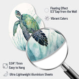 Watercolor Turtle Swimming IV - Asymmetric Metal Wall Art