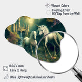 Two Gracious Unicorn In Fantasy Landscape - Asymmetric Metal Wall Art