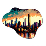 New York City Skyline At Sunset - Asymmetric Metal Wall Art