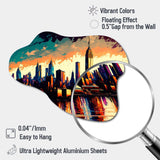 New York City Skyline At Sunset - Asymmetric Metal Wall Art