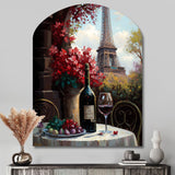 Savouring Red Wine By The Paris Eiffel Tower II - Asymmetric Metal Wall Art