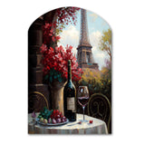 Savouring Red Wine By The Paris Eiffel Tower II - Asymmetric Metal Wall Art