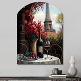 Savouring Red Wine By The Paris Eiffel Tower II - Asymmetric Metal Wall Art