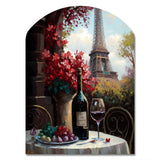 Savouring Red Wine By The Paris Eiffel Tower II - Asymmetric Metal Wall Art