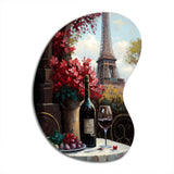 Savouring Red Wine By The Paris Eiffel Tower II - Asymmetric Metal Wall Art