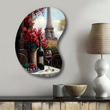 Savouring Red Wine By The Paris Eiffel Tower II - Asymmetric Metal Wall Art