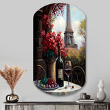 Savouring Red Wine By The Paris Eiffel Tower II - Asymmetric Metal Wall Art