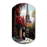 Savouring Red Wine By The Paris Eiffel Tower II - Asymmetric Metal Wall Art