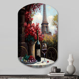 Savouring Red Wine By The Paris Eiffel Tower II - Asymmetric Metal Wall Art